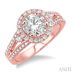 5/8 Ctw Diamond Semi-Mount Engagement Ring in 14K Rose Gold