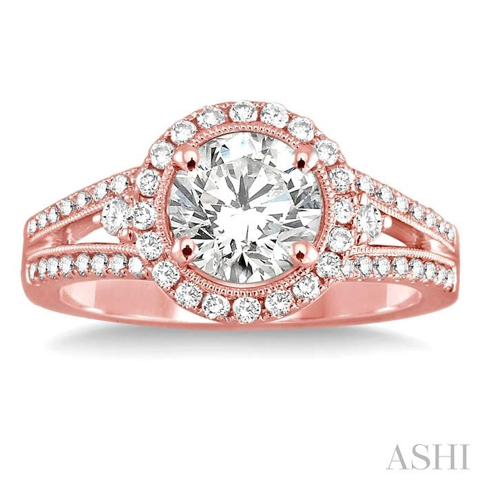 5/8 Ctw Diamond Semi-Mount Engagement Ring in 14K Rose Gold
