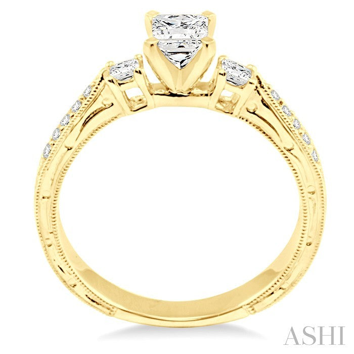 1/5 Ctw Diamond Semi-Mount Engagement Ring in 14K Yellow Gold
