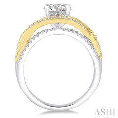 1/2 Ctw Round Cut Diamond Semi-Mount Engagement Ring in 14K White and Yellow Gold