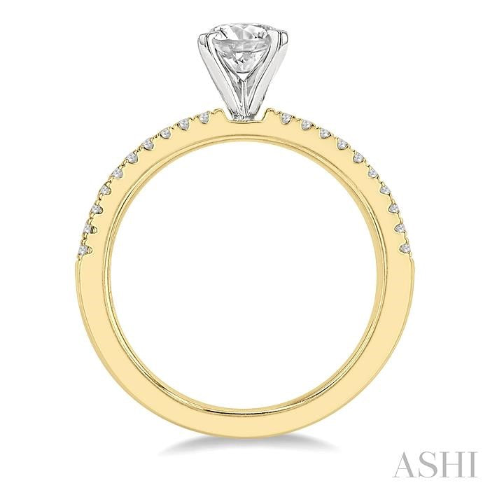 1/3 Ctw Round Cut Diamond Semi-Mount Engagement Ring in 14K Yellow and White Gold