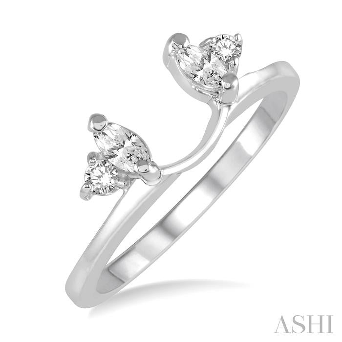 1/5 Ctw Marquise and Round cut Diamond Wrap Ring in 14K white Gold