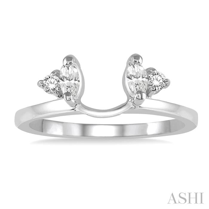 1/5 Ctw Marquise and Round cut Diamond Wrap Ring in 14K white Gold