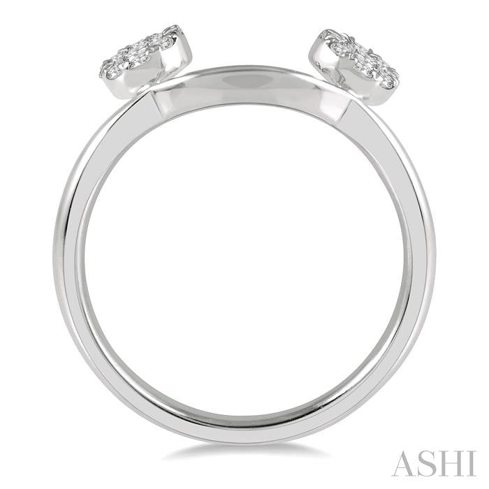 1/3 Ctw Curved Twin Circular Mount Lovebright Round Cut Diamond Wrap Ring in 14K White Gold
