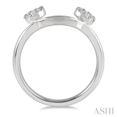 1/3 Ctw Curved Twin Circular Mount Lovebright Round Cut Diamond Wrap Ring in 14K White Gold