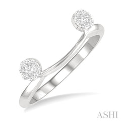 1/6 Ctw Curved Twin Circular Mount Lovebright Round Cut Diamond Wrap Ring in 14K White Gold