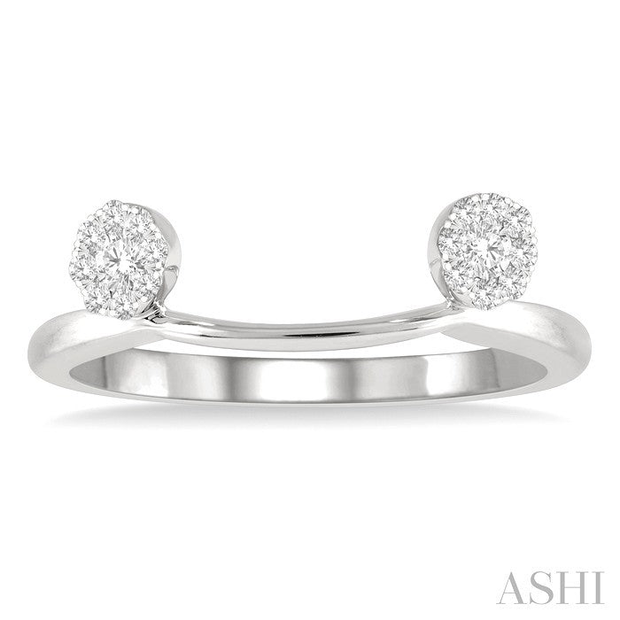 1/6 Ctw Curved Twin Circular Mount Lovebright Round Cut Diamond Wrap Ring in 14K White Gold