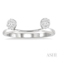 1/6 Ctw Curved Twin Circular Mount Lovebright Round Cut Diamond Wrap Ring in 14K White Gold