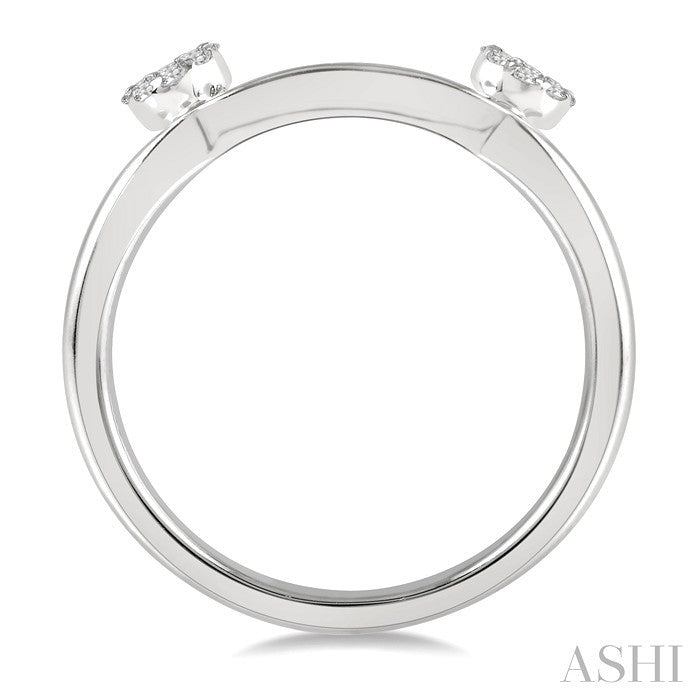 1/6 Ctw Curved Twin Circular Mount Lovebright Round Cut Diamond Wrap Ring in 14K White Gold