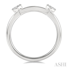 1/6 Ctw Curved Twin Circular Mount Lovebright Round Cut Diamond Wrap Ring in 14K White Gold