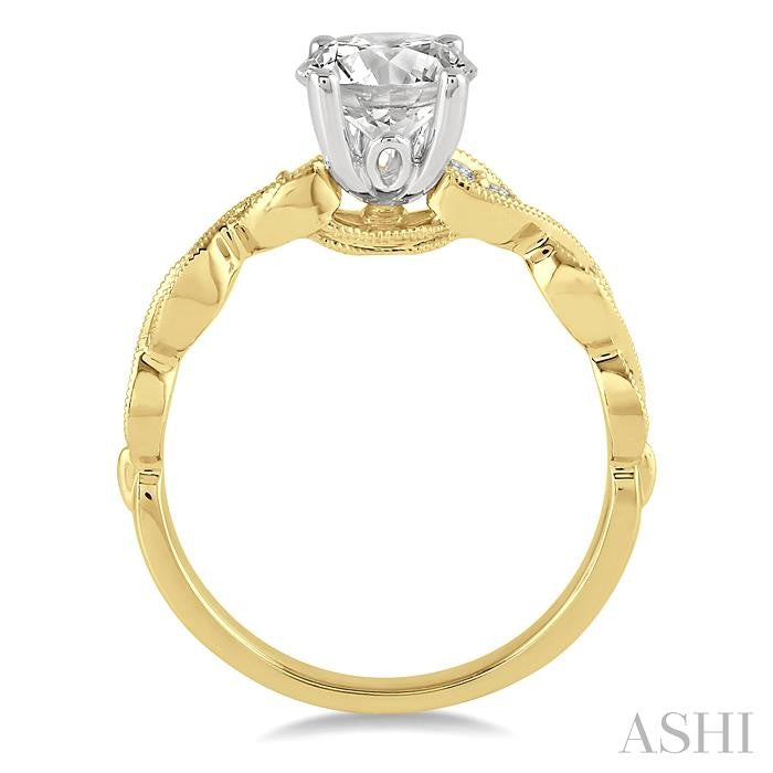 3/4 Ctw Diamond Engagement Ring with 1/2 Ct Round Cut Center Stone in 14K Yellow and White Gold