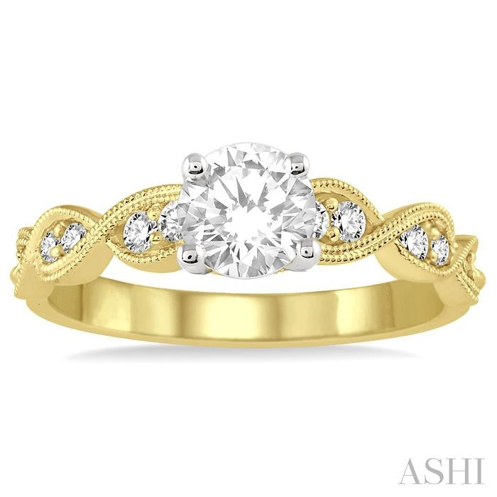 1/4 Ctw Diamond Semi-Mount Engagement Ring in 14K Yellow and White Gold