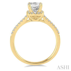1/2 Ctw Diamond Engagement Ring with 1/4 Ct Princess Cut Center Stone in 14K Yellow Gold