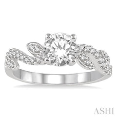 7/8 Ctw Diamond Engagement Ring with 5/8 Ct Round Cut Center Stone in 14K White Gold