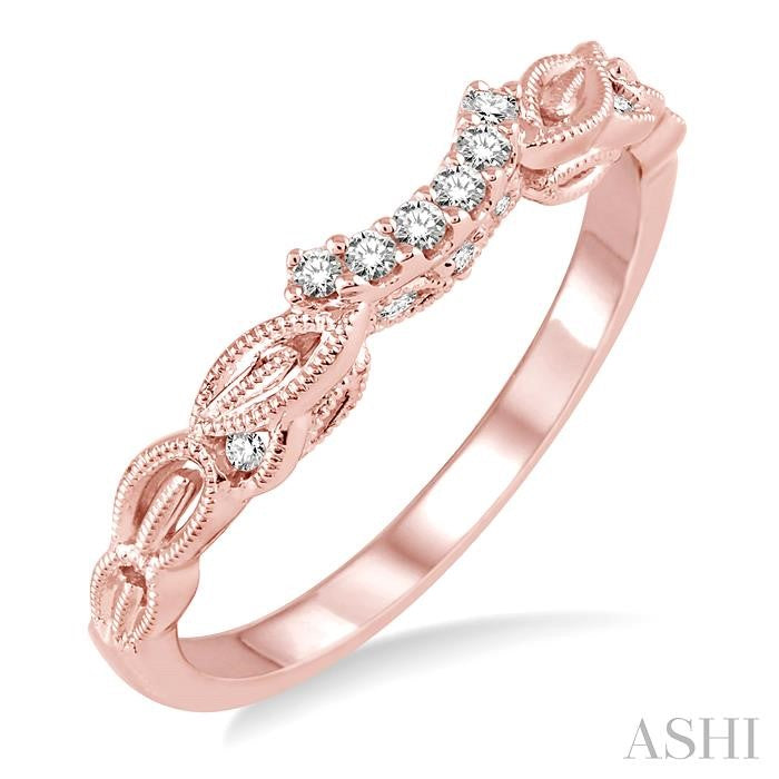 1/10 Ctw Round Cut Diamond Wedding Band in 14K Rose Gold