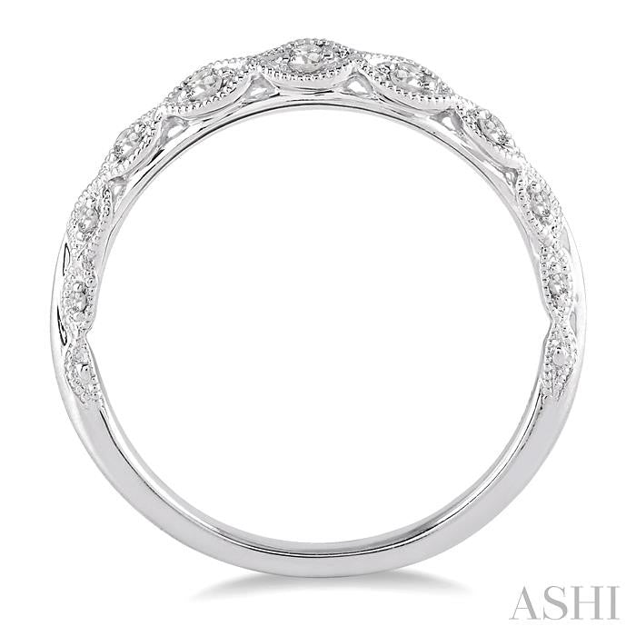 1/10 Ctw Round Cut Diamond Wedding Band in 14K White Gold