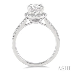 7/8 Ctw Diamond Engagement Ring with 5/8 Ct Round Cut Center Stone in 14K White Gold