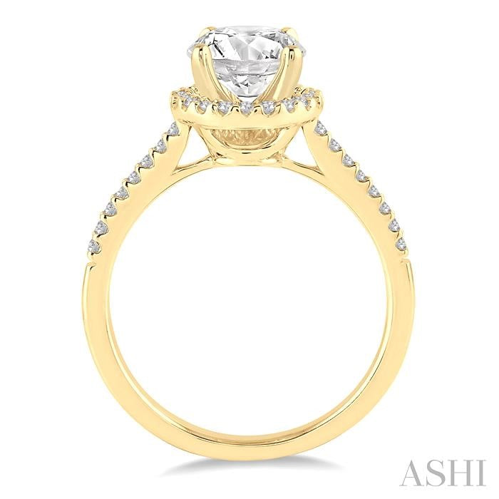7/8 Ctw Diamond Engagement Ring with 5/8 Ct Round Cut Center Stone in 14K Yellow Gold