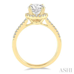 7/8 Ctw Diamond Engagement Ring with 5/8 Ct Round Cut Center Stone in 14K Yellow Gold