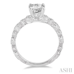 5/8 Ctw Diamond Engagement Ring with 1/2 Ct Princess Cut Center Stone in 14K White Gold