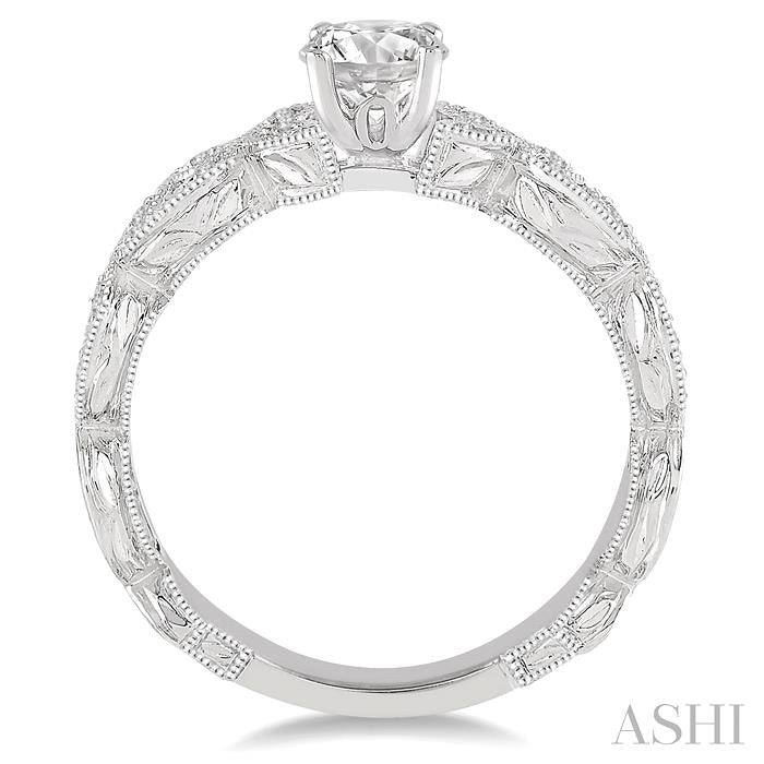 3/8 Ctw Diamond Engagement Ring with 1/3 Ct Round Cut Center Stone in 14K White Gold