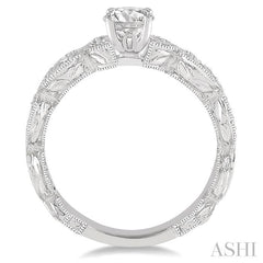 3/8 Ctw Diamond Engagement Ring with 1/3 Ct Round Cut Center Stone in 14K White Gold