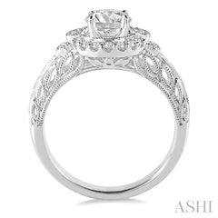 5/8 Ctw Diamond Engagement Ring with 3/8 Ct Round Cut Center Stone in 14K White Gold