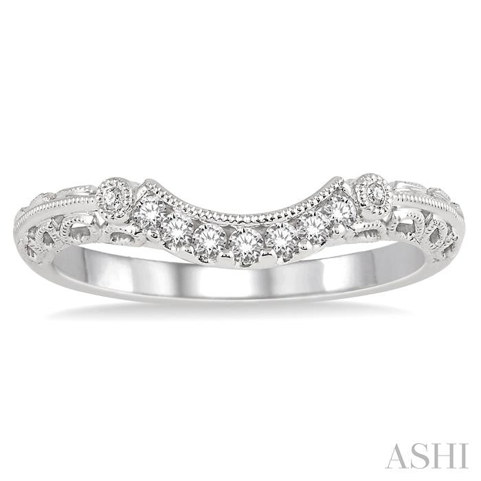 1/10 Ctw Round Cut Diamond Wedding Band in 14K White Gold