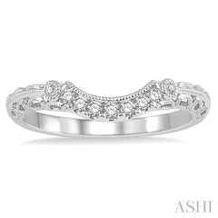 1/10 Ctw Round Cut Diamond Wedding Band in 14K White Gold