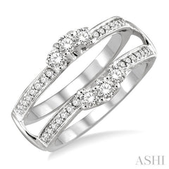 1/2 Ctw Round Cut Diamond Insert Ring in 14K White Gold.