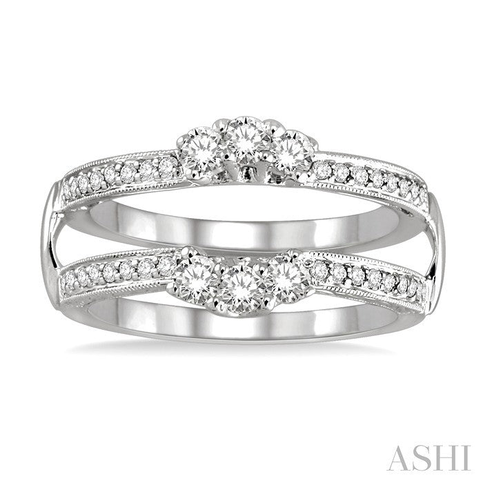 1/2 Ctw Round Cut Diamond Insert Ring in 14K White Gold.