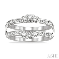 1/2 Ctw Round Cut Diamond Insert Ring in 14K White Gold.