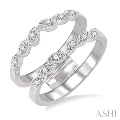 1/6 Ctw Round Cut Diamond Insert Ring in 14K White Gold