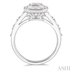 5/8 Ctw Fusion Emerald Cut, Baguette & Round Cut Diamond Ring in 14K White Gold