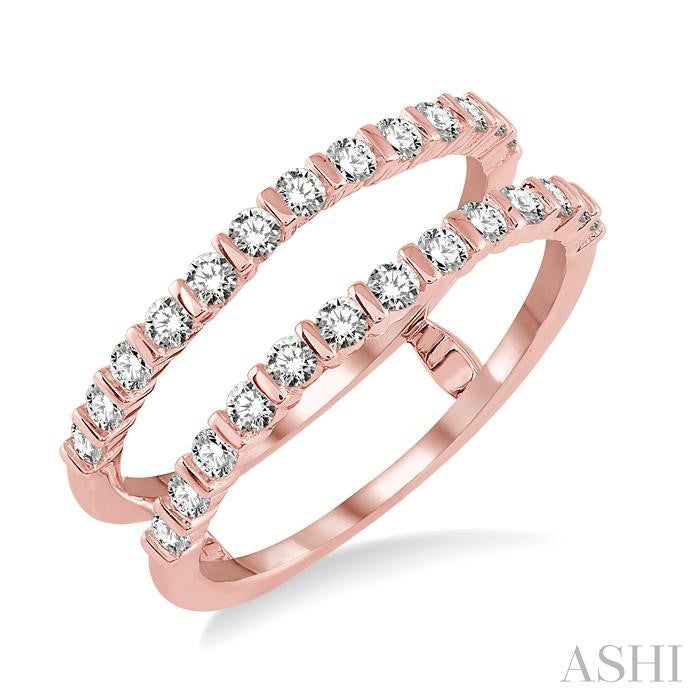 5/8 Ctw Round Cut Diamond Insert Ring in 14K Rose Gold