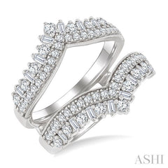 1 Ctw Chevron Baguette and Round Cut Diamond Insert Ring in 14K White Gold
