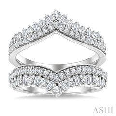 1 Ctw Chevron Baguette and Round Cut Diamond Insert Ring in 14K White Gold