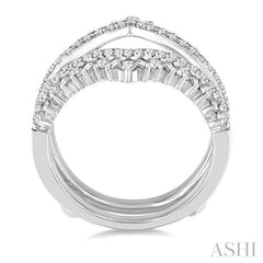 1 Ctw Chevron Baguette and Round Cut Diamond Insert Ring in 14K White Gold