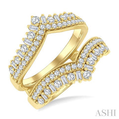 1 Ctw Chevron Baguette and Round Cut Diamond Insert Ring in 14K Yellow Gold