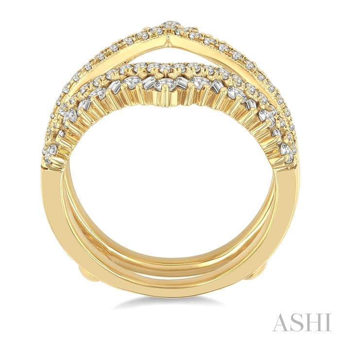 1 Ctw Chevron Baguette and Round Cut Diamond Insert Ring in 14K Yellow Gold