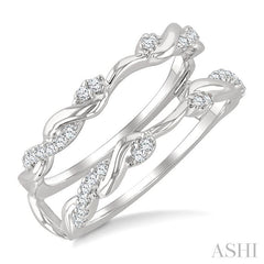 1/4 Ctw Twisted Round Cut Diamond Insert Ring in 14K White Gold