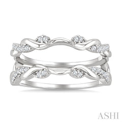 1/4 Ctw Twisted Round Cut Diamond Insert Ring in 14K White Gold