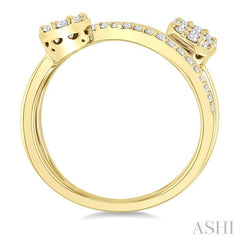 1/2 Ctw Bypass Fusion Baguette and Round Cut Diamond Fashion Open Wrap Ring in 14K Yellow Gold