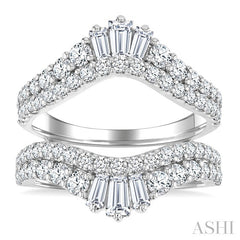2 Ctw Baguette and Round Cut Diamond Insert Ring in 14K White Gold