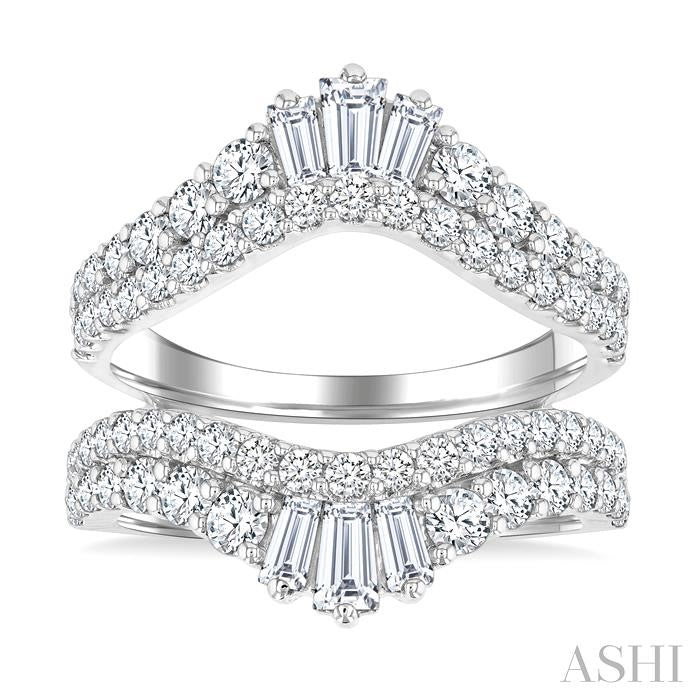2 Ctw Baguette and Round Cut Diamond Insert Ring in 14K White Gold