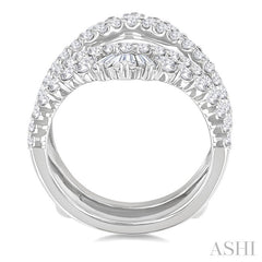 2 Ctw Baguette and Round Cut Diamond Insert Ring in 14K White Gold