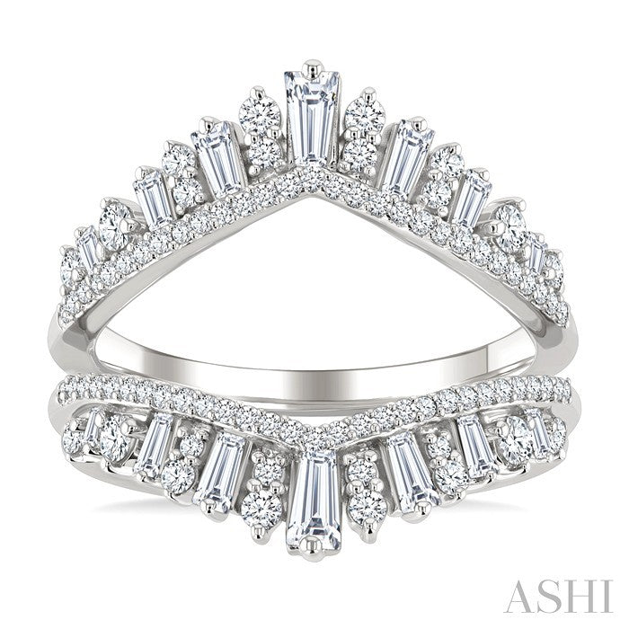 1 Ctw Tiara-Shaped Graduated Baguette and Round Cut Diamond Insert Ring in 14K White Gold