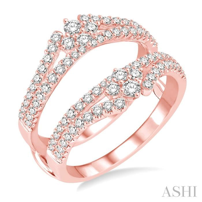7/8 Ctw Round Diamond Insert Ring in 14K Rose Gold