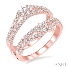 7/8 Ctw Round Diamond Insert Ring in 14K Rose Gold