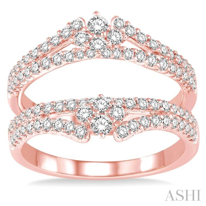 7/8 Ctw Round Diamond Insert Ring in 14K Rose Gold
